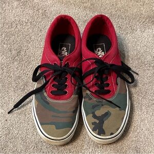 Vans Red and Camouflage Sneakers